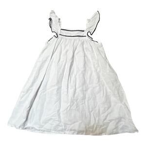 Crewcuts Linen Blend White Pom Trim Sundress Size 7